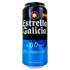 Пиво безалкогольне світле Естрелла Галіція Estrella Galicia 0% 500ml ж/б 24шт/ящ (Код: 00-00017677)