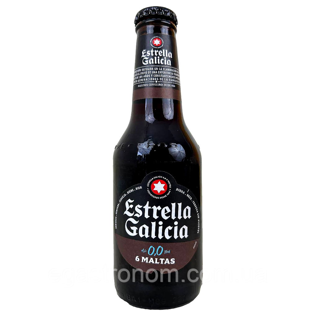 Пиво безалкогольне темне Естрелла Галіція Estrella Galicia 0% 6 maltas 250ml с/б 24шт/ящ (Код: 00-00017679)