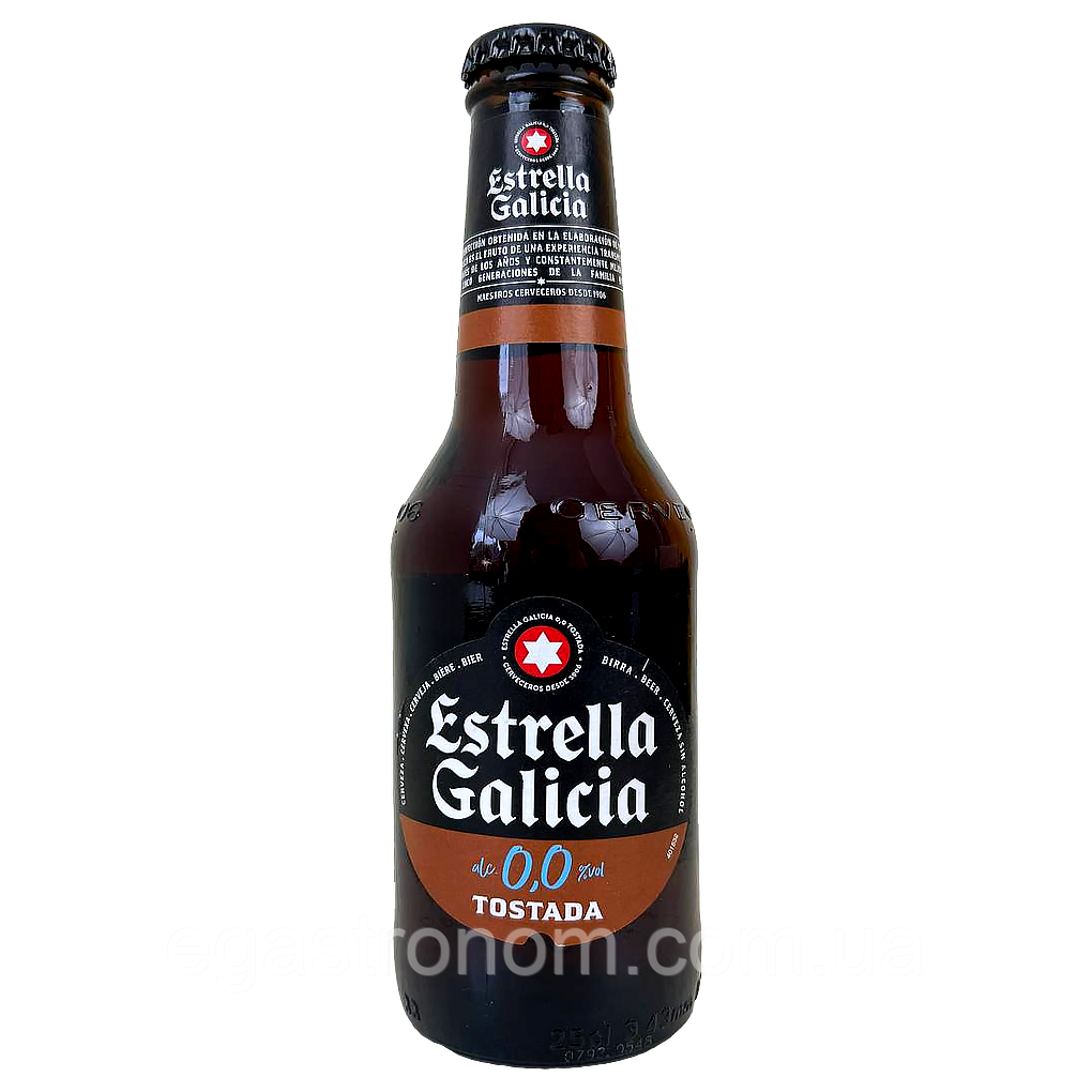 Пиво безалкогольне тостада Естрелла Галіція Estrella Galicia 0% tostada 250ml с/б 24шт/ящ (Код: 00-00017680)