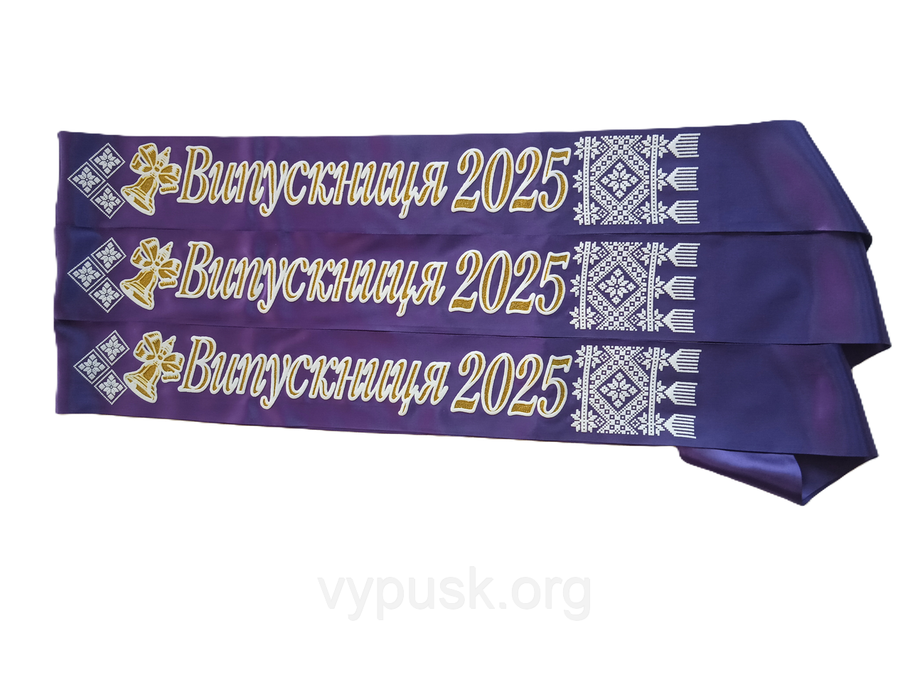 Стрічка Випускниця 2025 фіолетова атласна з об'ємним написом