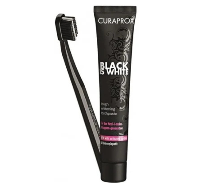 CURAPROX Black Is White: Відбілююча Зубна Паста і Щітка, фото 1