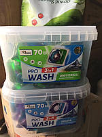 Капсули для прання Pro Wash 3в1 70 шт Universal / Color, Alpine / Mountain Freshness, Німеччина