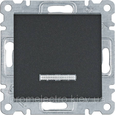 Вимикач з підсвічуванням 1-клавішний Lumina, чорний, 10АХ/230В (WL0213), фото 1