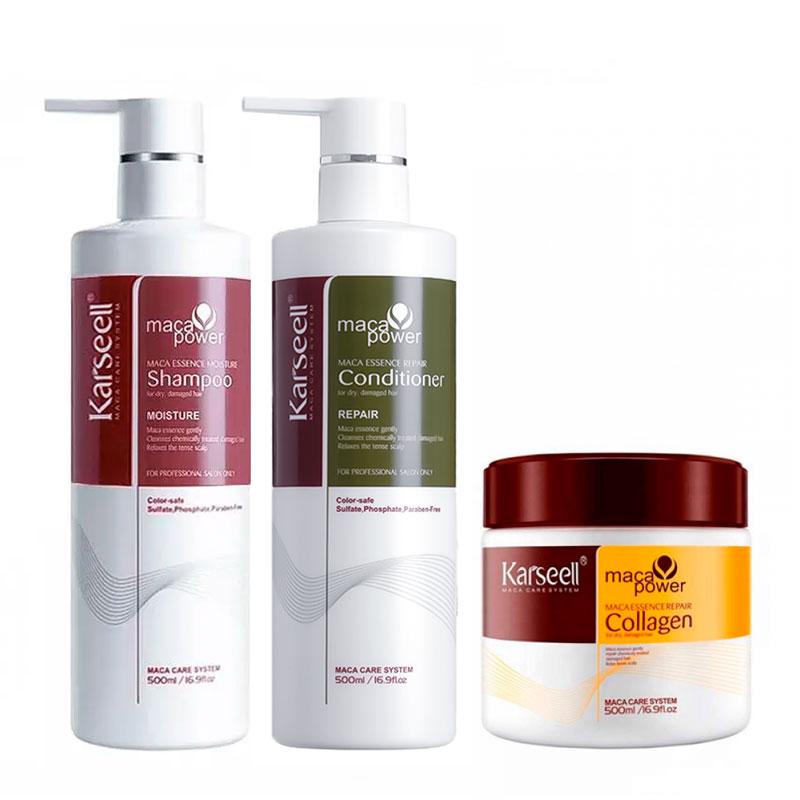 Набір Karseell Мaca Essence Repair TRIO шампунь, кондиціонер і маска для сухого і пошкодженого волосся, 3х500 мл