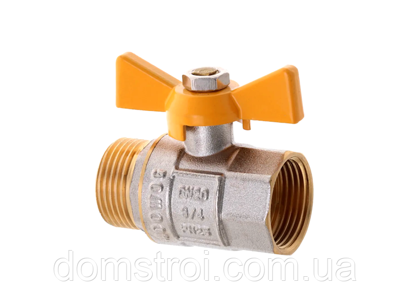 Кран кульовий латунний газовий 1/2" ГШ метелик