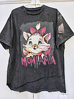 Футболка варенка темна жіноча. з принтом