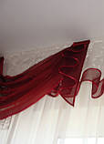 Ламбрекен зі шторами Firanka Асиметрія Органза карниз 300см Бордовий з молочним (40_1_3м), фото 2