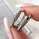 Срібні сережки-ланки з білими цирконами «Crystal Link» - стильні сережки срібло 925, фото 5