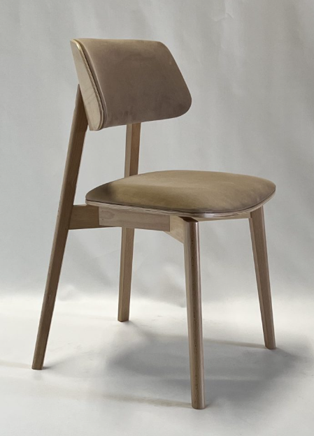 Дерев'яний стілець OLEXA OLB, колір натуральний, оббивка беж велюр