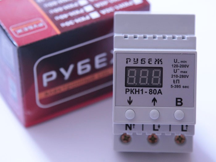 Реле Контроля Напряжения Однофазное (устройство Защиты) РУБЕЖ РКН-80pro ...