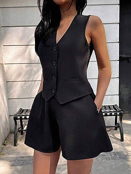 Костюм жіночий прогулянковий літній з костюмки жилет і шорти (Норма)