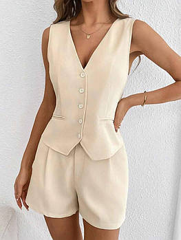 Костюм жіночий прогулянковий літній з костюмки жилет і шорти (Норма)