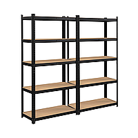 Стелаж LEOBRO Чорний 180 х 180 х 40 см, 175кг/полиця, 5 полиць (LB-R175-BLKX2) (mrk)