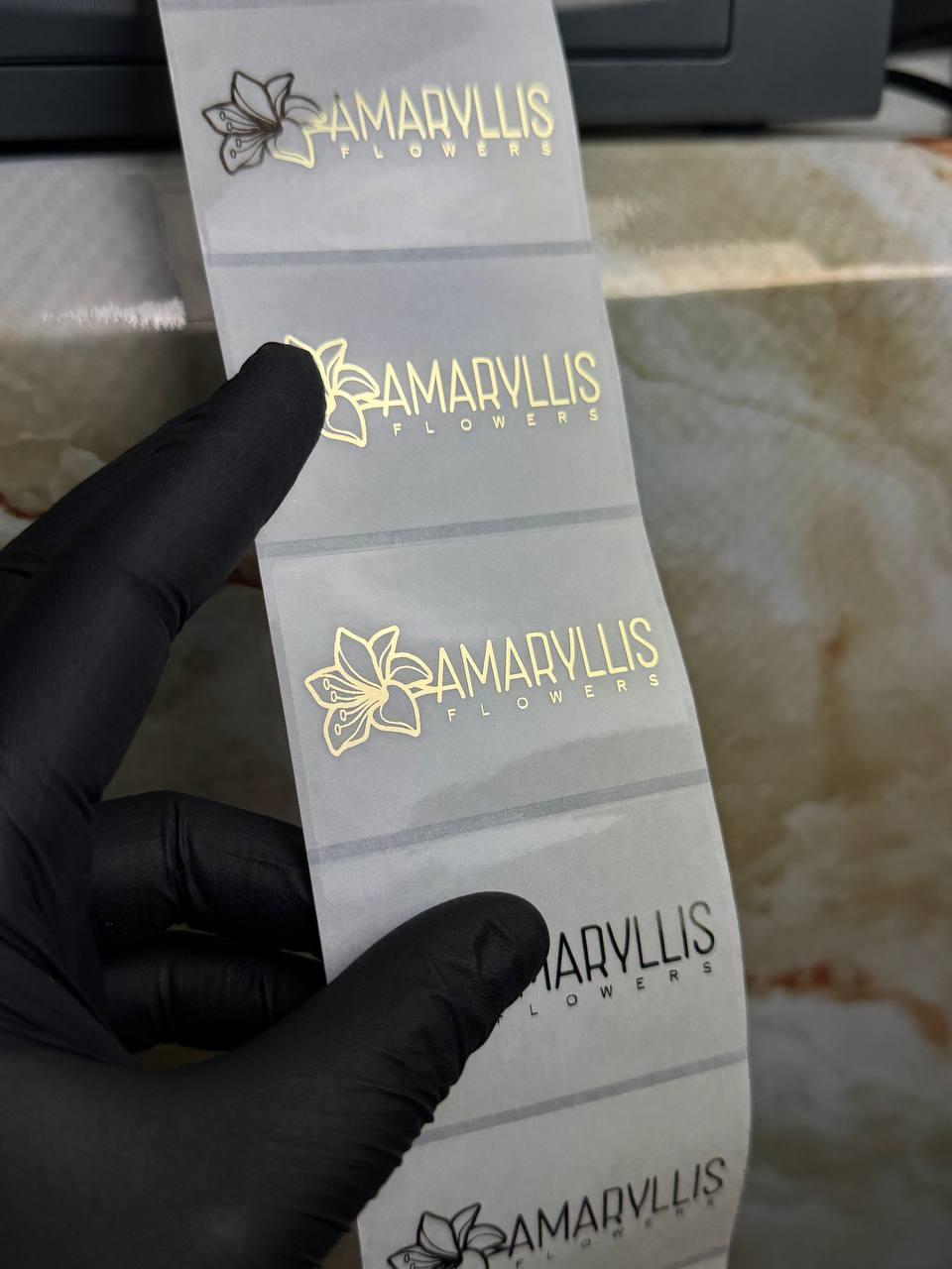 Преміум-брендові наліпки з логотипом і золотим тисненням | Прямокутні 58×40 мм, фото 1