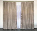 Штори з льону Готовий комплект штор на тасьмі Колір холодний беж, фото 2