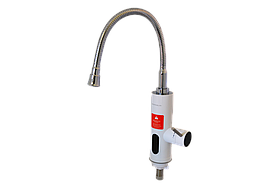 Проточний водонагрівач з LED-дисплеєм 3 кВт Grunhelm EWH-1X-3G-ND-FLX-LED компактний нагрівач для дачі