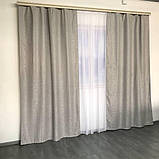 Штори з льону Готовий комплект штор на тасьмі Колір сірий, фото 8