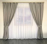 Штори з льону Готовий комплект штор на тасьмі Колір сірий, фото 9