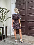 Коротке літнє чорне плаття в стилі baby doll з квітковим принтом, фото 5