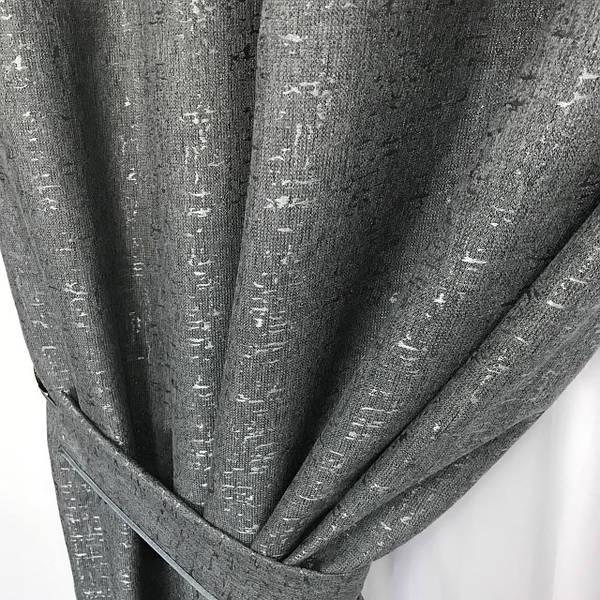 Штори з льону Готовий комплект штор на тасьмі Колір темно сірий, фото 1