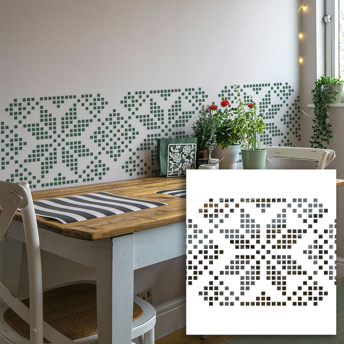 Трафарет для декоративної штукатурки, фарбування з малюнком безшовним Вишиванка, товщина 3 мм (500х550), фото 1