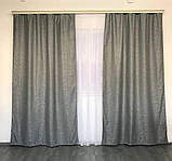 Штори з льону Готовий комплект штор на тасьмі Колір темно сірий, фото 9