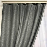 Штори з льону Готовий комплект штор на тасьмі Колір темно сірий, фото 10