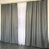 Штори з льону Готовий комплект штор на тасьмі Колір темно сірий, фото 6