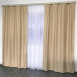 Штори з льону Готовий комплект штор на тасьмі Колір теплий беж, фото 5
