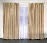 Штори з льону Готовий комплект штор на тасьмі Колір теплий беж, фото 2