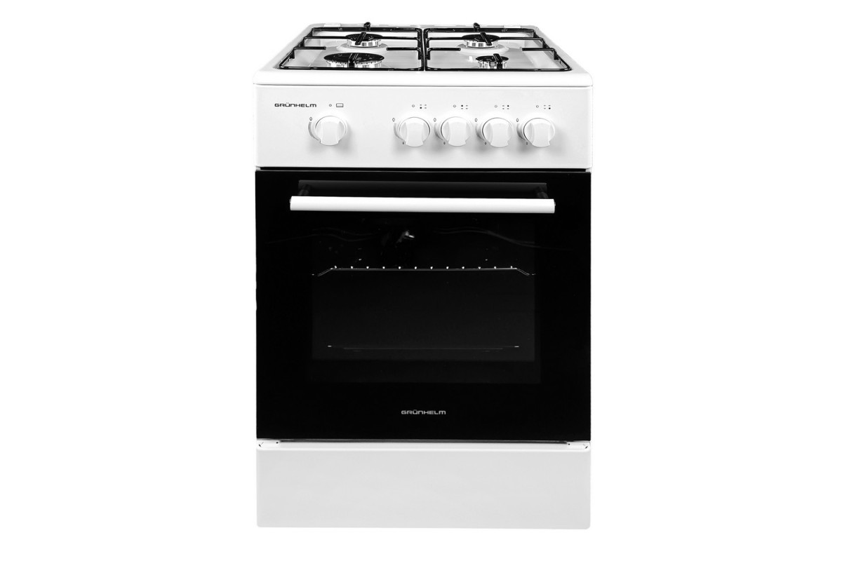 Плита газова біла 4 конфорки 220-240В/50 Гц BP-127334 Grunhelm G4F5600W, кухонна плита, фото 1