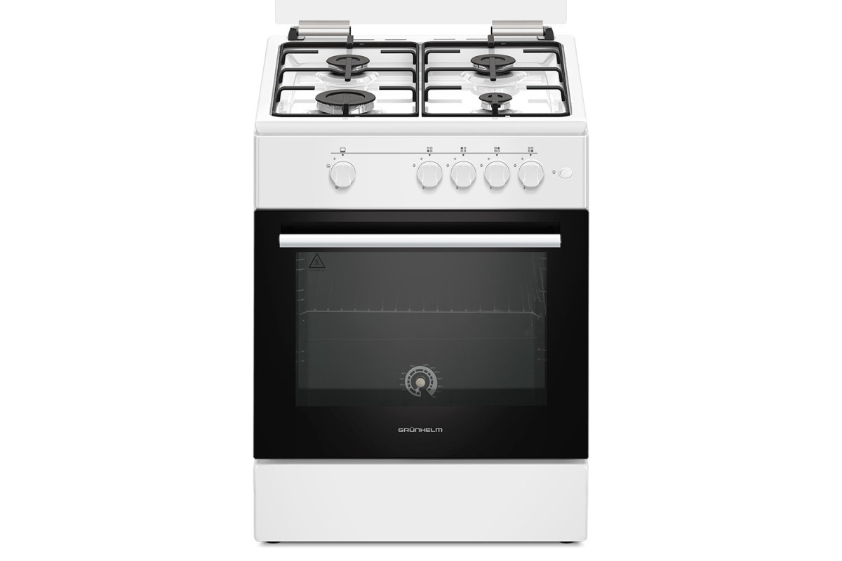 Газова кухонна плита GRUNHELM G4FG6612W автоматичний електропідпалювання потужність 25 Вт 4 конфорки, фото 1
