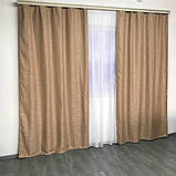Штори з льону Готовий комплект штор на тасьмі Колір пісочний, фото 4