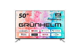 Телевізор 50 дюймів Smart TV 4K Grunhelm 50U700-GA11V Телевізор безрамковий LED