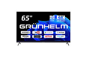 Телевізор Grunhelm Q65U701-GA11V 65 дюймів Android 11 роздільна здатність 4K 3840х2160 розміри 164х1012х980 мм
