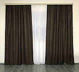 Штори з льону Готовий комплект штор на тасьмі Колір шоколад, фото 4
