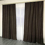 Штори з льону Готовий комплект штор на тасьмі Колір шоколад, фото 6