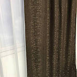 Штори з льону Готовий комплект штор на тасьмі Колір шоколад, фото 7
