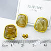 Сережки цвяшки, Квадрат зі вставкою, Xuping позолота 18K, фото 2