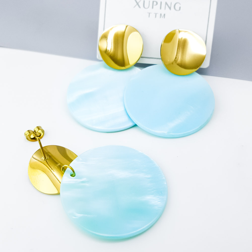 Сережки цвяшки, Класика з блакитним каменем, Xuping позолота 18K, фото 1