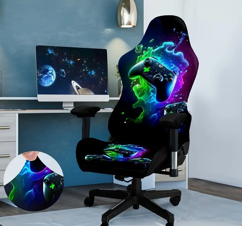 Чохол для ігрового комп'ютерного офісного крісла | Чохол на ігрове комп'ютерне офісне крісло | комплект 4 елементи Cheh-ind-11