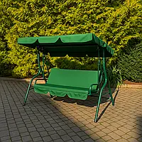 ПОСИЛЕНА Садова гойдалка Relax 250 кг!! тримісна з навісом садова гойдалка підвісна для відпочинку велика Зелена