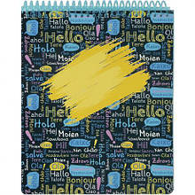 Щоденник A5 УКР на СПІРАЛІ зверху, пластикова прозора обкл. SD1954 MZOPT