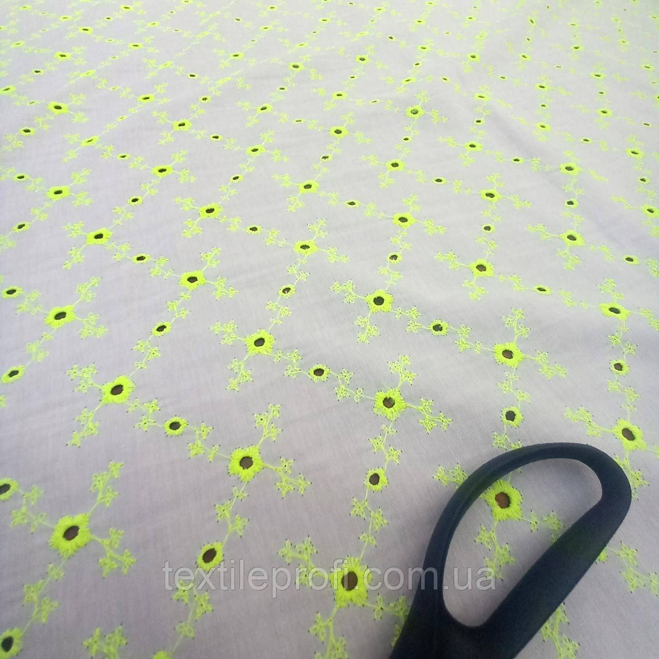 Ажурна тканина рішельє "Неонові квіти"