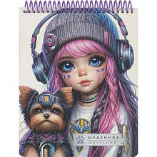 Щоденник A5 УКР на СПІРАЛІ зверху, обкладинка картон SD1964 MZOPT