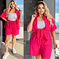 Костюм жіночий літній із софту сорочка і шорти у кольорах рр.50-52, 54-56, 58-60, фото 4