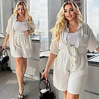 Костюм жіночий літній із софту сорочка і шорти у кольорах рр.50-52, 54-56, 58-60, фото 5