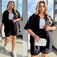 Костюм жіночий літній із софту сорочка і шорти у кольорах рр.50-52, 54-56, 58-60, фото 7