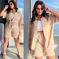 Костюм жіночий літній із софту сорочка і шорти у кольорах рр.50-52, 54-56, 58-60, фото 8