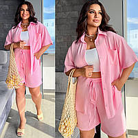 Костюм жіночий літній із софту сорочка і шорти у кольорах рр.50-52, 54-56, 58-60, фото 10